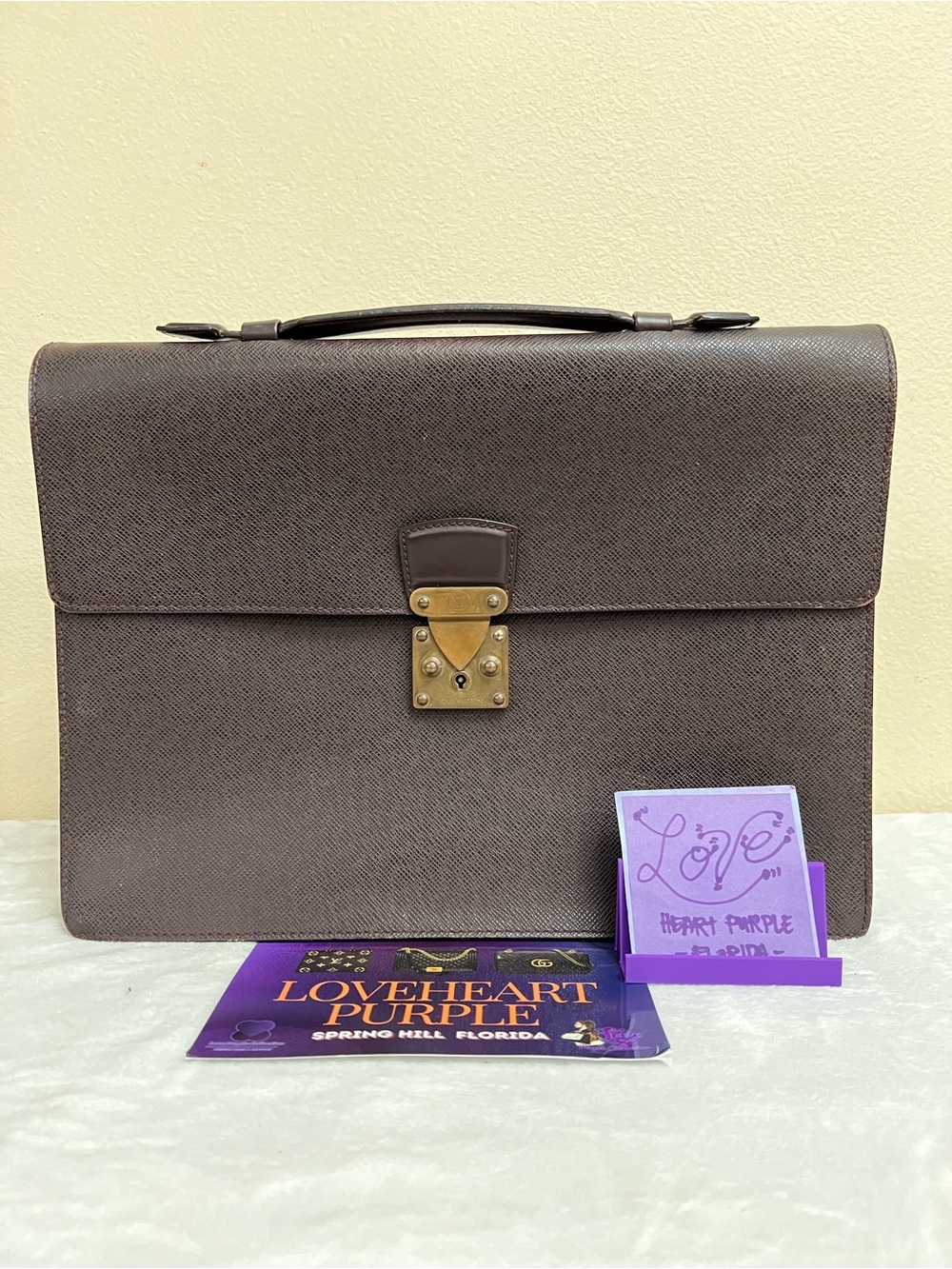 AUTH LOUIS VUITTON SERVIETTE KOURAD TAIGA BRIEFCASE